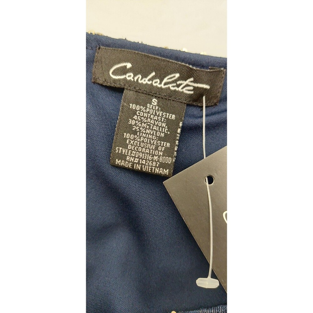 Candalite Women's Size Small Dress Blue with Gold Accents Maxi Length Sleeveless - Picture 10 of 12
